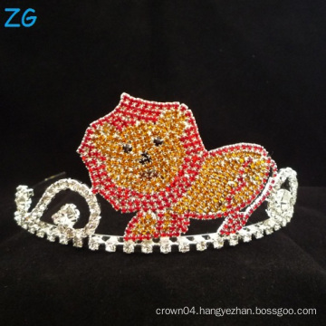 Colorful Rhinestone cute Lion Tiara for Kids crystal boys metal crown